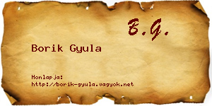 Borik Gyula névjegykártya